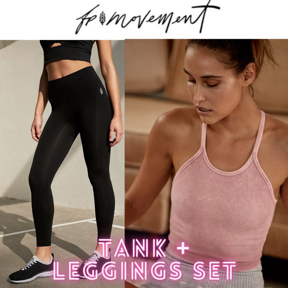 Free People Good Karma Leggings + Tank Bundle NWOT